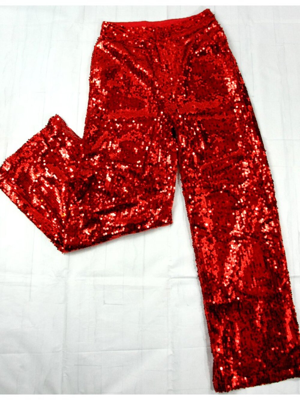 NEW Talula Red Sequin Sparkle Straight Leg Lined Pants Slacks S NWT Cosplay